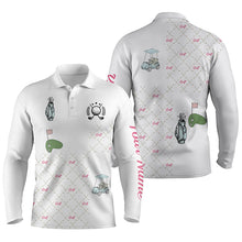 Load image into Gallery viewer, White Mens golf polos shirts custom golf clubs pattern golf shirt, golf shirt for men gift for dad NQS5240