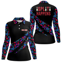 Load image into Gallery viewer, Split Happens Personalized Bowling camo Shirt for Women, team League Bowling Jersey Lady Polo Shirt NQS6869