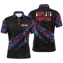 Load image into Gallery viewer, Split Happens Personalized Bowling camo Shirt for Men, team League Bowling Jersey Men Polo Shirt NQS6869