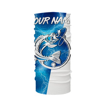 Load image into Gallery viewer, Bass Fishing tattoo blue lightning Customized Name Fishing jerseys performance apparel NQS2644