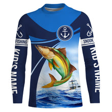 Load image into Gallery viewer, Snook fishing blue sea underwater ocean Custom Name performance long sleeve fishing shirt NQS3781