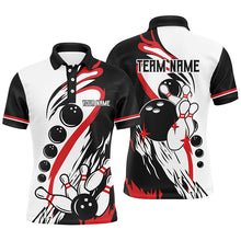 Load image into Gallery viewer, Black and white retro bowling league jerseys custom Men Bowling Polo Shirt, gifts for bowlers NQS7061