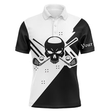 Load image into Gallery viewer, Black &amp; white long sleeve Skull Golf Polo Shirts for Men custom golf shirts NQS3356