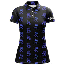 Load image into Gallery viewer, Black Neon Bowling seamless pattern Custom Women bowling polo shirt, bowling team league jerseys NQS6761