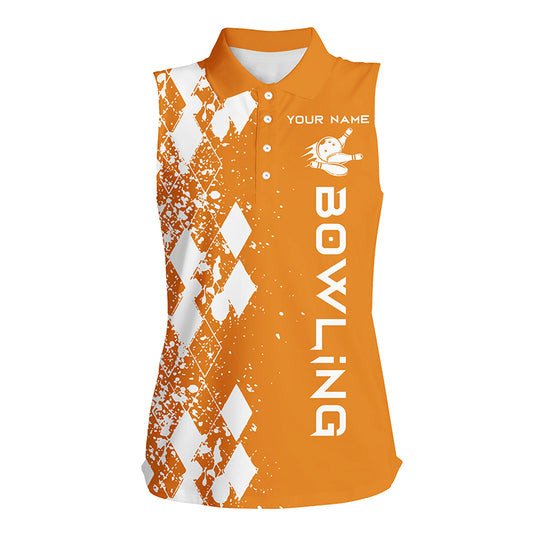 Custom sleeveless bowling shirt for women – personalized team jersey front view
