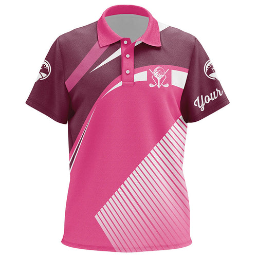 Pink Kid golf polos shirts custom name golf tops for Kid, personalized unique golf gifts NQS7128