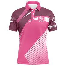 Load image into Gallery viewer, Pink Mens golf polos shirts custom golf tops for mens, personalized unique golf gifts NQS7128