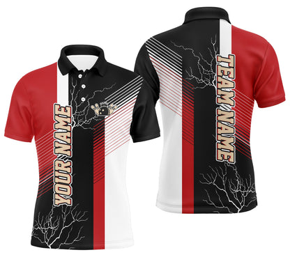 Custom Red black bowling shirt for men – personalized team jersey front view