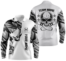 Load image into Gallery viewer, white personalized bowling shirt for men – custom name design side view