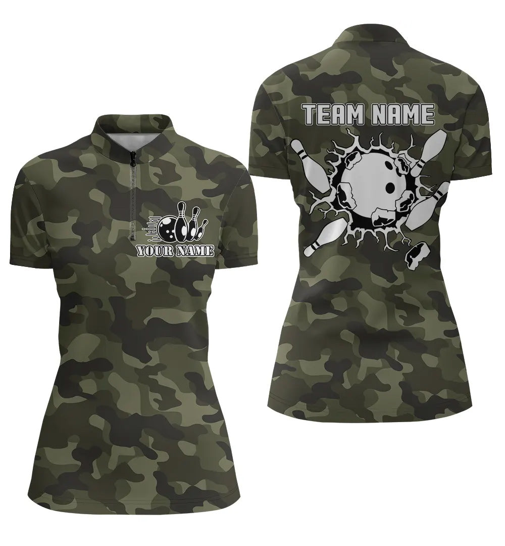 Custom bowling shirt for women – personalized team jersey front view