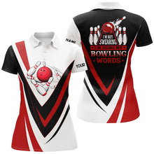 Load image into Gallery viewer, Custom bowling polo shirts for women I'm not swearing, I'm using my bowling words red bowl shirts NQS6633
