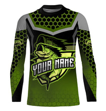 Load image into Gallery viewer, Largemouth bass fishing green Custom Name UV Protection Fishing Shirts, Bass fishing jerseys NQS3644