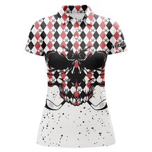 Load image into Gallery viewer, Black Red agryle pattern Womens golf polo shirts custom Golf skull clubs golf attire for women NQS6909