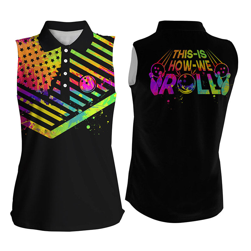 Custom sleeveless bowling shirt for women – personalized team jersey front view