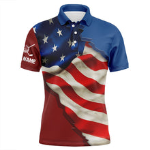 Load image into Gallery viewer, Personalized vintage American flag Mens golf polo shirts custom patriotic golf gift for mens NQS7273