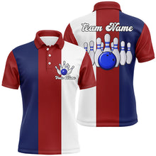 Load image into Gallery viewer, Personalized Red white and blue Retro Bowling Polo Shirts For Men custom vintage bowling team jerseys NQS6569