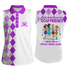 Load image into Gallery viewer, Womens sleeveless polo shirts multi-color argyle plaid we're more than golf friends we're small gang NQS4904