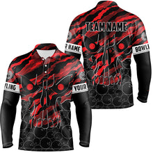Load image into Gallery viewer, Personalized Skull Bowling polo Shirt for men Custom Team's Name Red camo Bowler Jerseys NQS7321