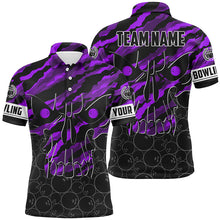 Load image into Gallery viewer, Personalized Skull Bowling polo Shirt for men Custom Team's Name Purple camo Bowler Jerseys NQS7322