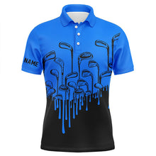 Load image into Gallery viewer, Blue and black golf clubs Mens golf polo shirts custom name male golf attire for men NQS6431