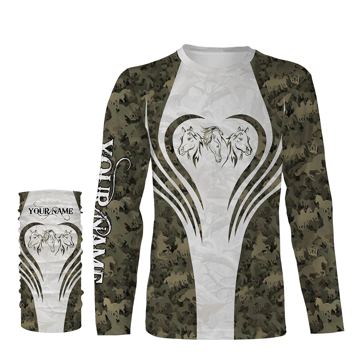 Beautiful horse tattoo camo shirt Customize Name 3D All Over Printed Shirt, personalized girls horse shirt, gift for horse lovers NQS2879