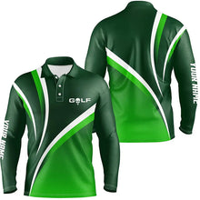 Load image into Gallery viewer, Mens golf polo shirts custom name men's golf polos, tournament golf tops for mens | Green NQS6919