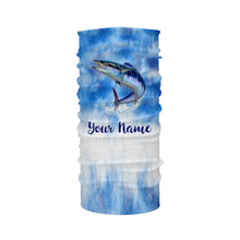 Load image into Gallery viewer, Wahoo saltwater fishing blue sea camo Custom Name sun protection UPF long sleeves fishing jersey shirt NQS3540