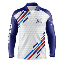 Load image into Gallery viewer, Personalized white golf polos shirts for mens, custom golf tops for mens | Blue NQS7119