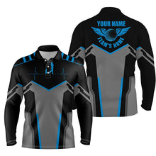 Load image into Gallery viewer, Black Mens golf polo shirts custom golf heartbeat golf shirt for men, best golf gifts | Blue NQS6302
