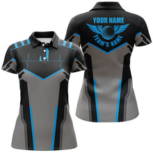 Load image into Gallery viewer, Black Womens golf polo shirts custom golf heartbeat golf shirt for women, best golf gifts | Blue NQS6302