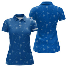 Load image into Gallery viewer, Women golf polo shirts custom blue golf pattern polos shirt for women, personalized golf gifts NQS6577