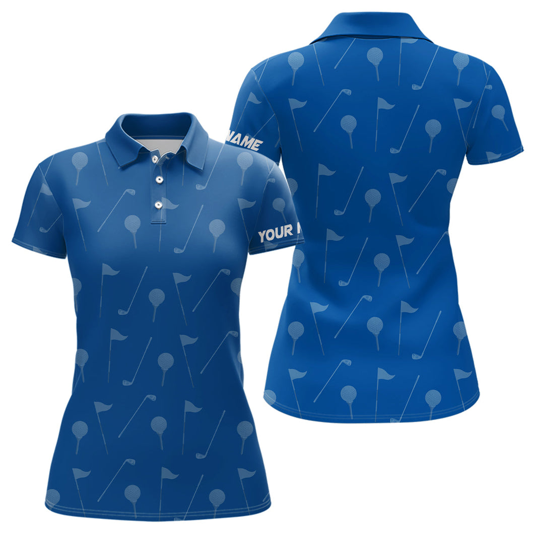 Women golf polo shirts custom blue golf pattern polos shirt for women, personalized golf gifts NQS6577