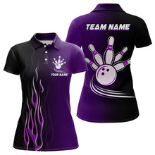 Load image into Gallery viewer, Gradient black purple bowling league jerseys custom Women Bowling Polo Shirts, gifts for bowling team NQS7056