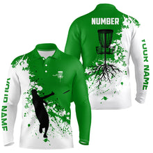 Load image into Gallery viewer, Green and white Mens disc golf polo shirt custom name and number disc golf jerseys, golf outfit men NQS7112