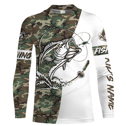 Bass Fishing American Camo Custom Name All Over Print Sun/UV Protection Shirts For Fisherman Personalized Fishing Gifts FSD2041