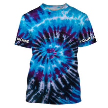Load image into Gallery viewer, Blue black Tie Dye Custom printed Shirt, Performance long sleeve UV protection Fishing shirt FSD3364
