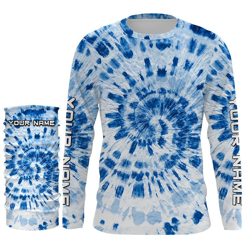 Custom blue Tie Dye long sleeve Shirts, Performance UV protection Fishing shirt FSD3368