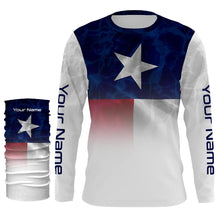 Load image into Gallery viewer, Texas flag Performance Shirts, Custom Name TX Fishing water wave UV Protection shirts for Fisherman FSD4053