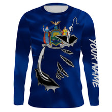 Load image into Gallery viewer, New York Flag 3D Fish Hook UV Protection Custom Long Sleeve performance Fishing Shirts IPHW500