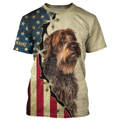 Wirehaired Pointing Griffon American flag T-shirt, Hoodie, Long sleeve Shirt, custom Dog lover Shirt FSD3979
