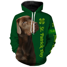 Load image into Gallery viewer, Dog St Patrick's day Shirts chocolate Labrador Retriever custom name All over printed T-shirt, Hoodie FSD3896