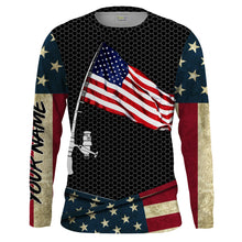 Load image into Gallery viewer, Fishing shirt American flag fishing rod Custom Name Sun protection Shirt Personalized fishing gifts ideas FSD1798