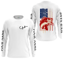 Load image into Gallery viewer, Personalized Bass Fishing Jerseys American Flag, Bass Fisherman Performance Fishing UV Protection Shirts - FSD2458