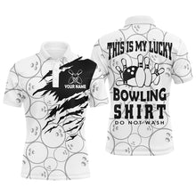 Load image into Gallery viewer, Funny Bowling Shirt for Men Custom Name Lucky Bowling Shirt Polo Short Sleeve Bowler Jersey NBP111