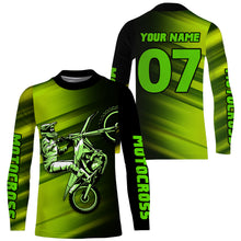 Load image into Gallery viewer, Green Motocross Jersey Youth Men Custom Number UPF30+ Dirt Bike Shirt MX Racing Offroad Motorcycle NMS1403