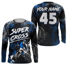 Load image into Gallery viewer, Personalized Supercross Jersey UPF30+ Men Women Kid Blue Dirt Bike SX Racing Shirt Off-road Riders NMS1369