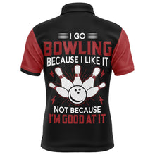 Load image into Gallery viewer, Funny Bowling Shirt for Men Personalized Name Black &amp; Red Argyle Bowler Polo Jersey NBP115