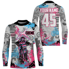 Load image into Gallery viewer, Grey&amp;Pink Motocross Jersey Custom Youth Adult Dirt Bike Shirt Extreme MX Racing Motorcycle Offroad NMS1418