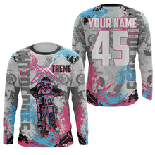 Load image into Gallery viewer, Grey&amp;Pink Motocross Jersey Custom Youth Adult Dirt Bike Shirt Extreme MX Racing Motorcycle Offroad NMS1418