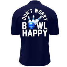 Load image into Gallery viewer, Custom Bowling Shirt for Men, Don't Worry Bowl Happy, Blue Bowling Quarter-Zip Shirt Men Bowlers NBZ165